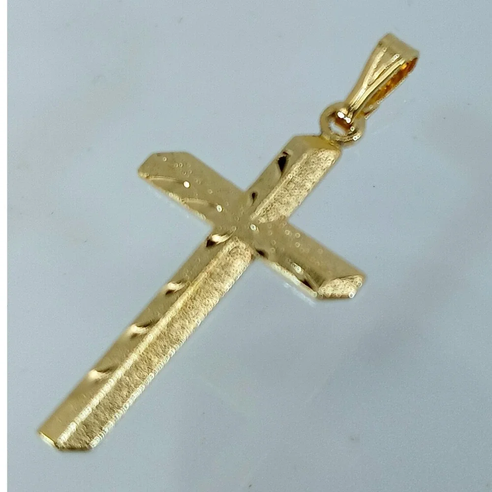 Karatbond Vintage Y2K Textured Cross Pendant Gold Made in USA NOS New